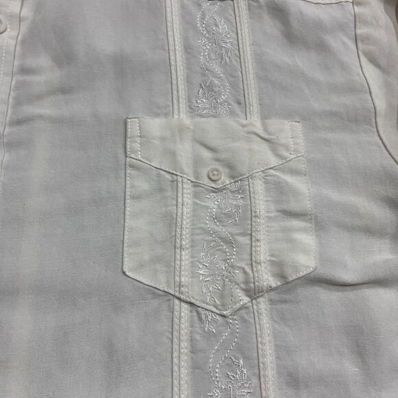 Cubavera Casual Quad Pocket Embroidered White Rayon Button Down Shirt Men's XL - Picture 4 of 8